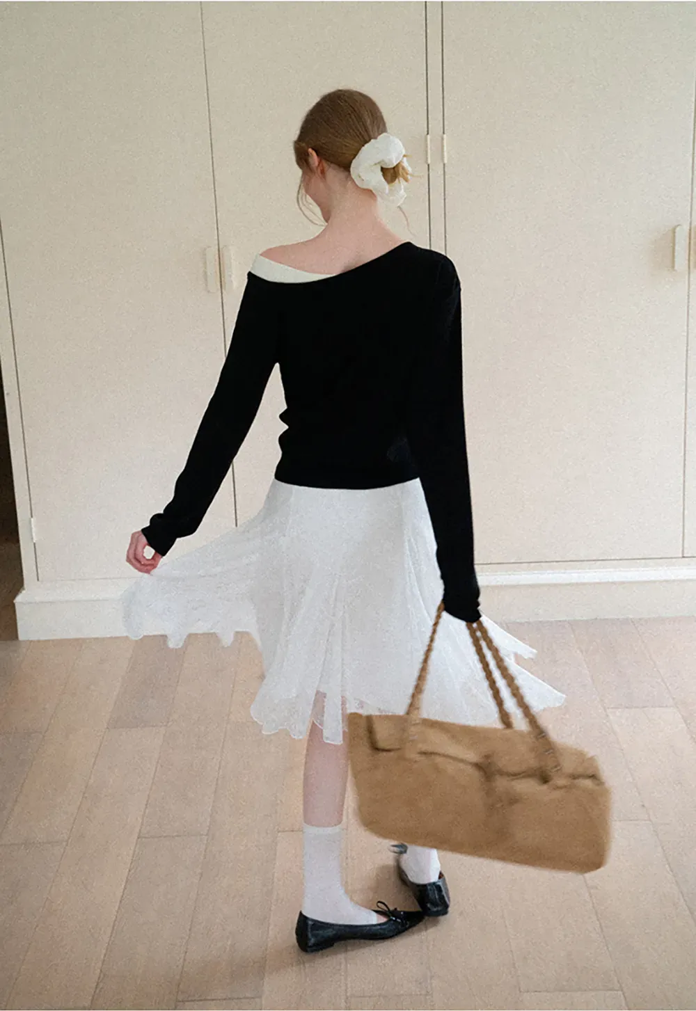 Off Shoulder Long Sleeve Woolen Knit Sweater