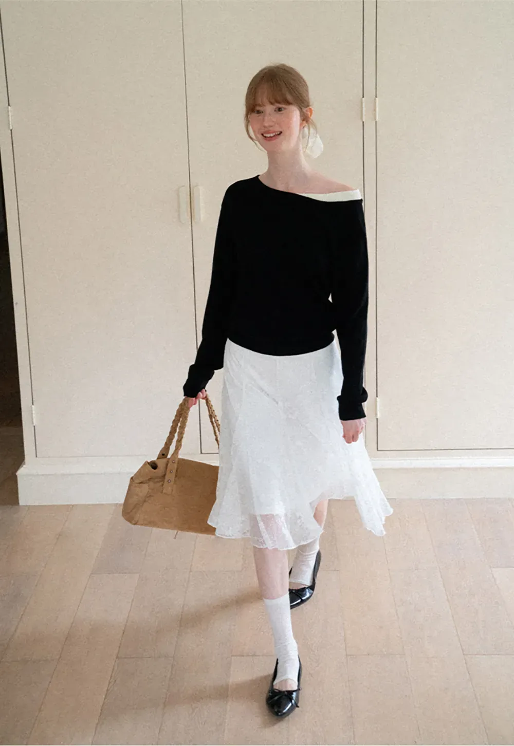 Off Shoulder Long Sleeve Woolen Knit Sweater
