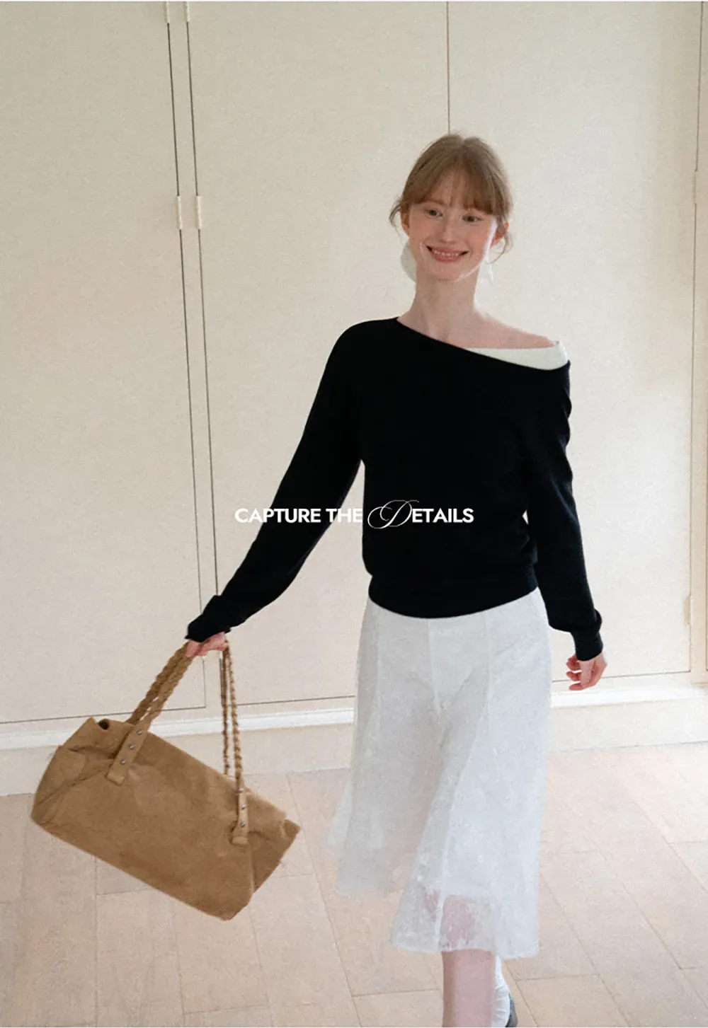 Off Shoulder Long Sleeve Woolen Knit Sweater