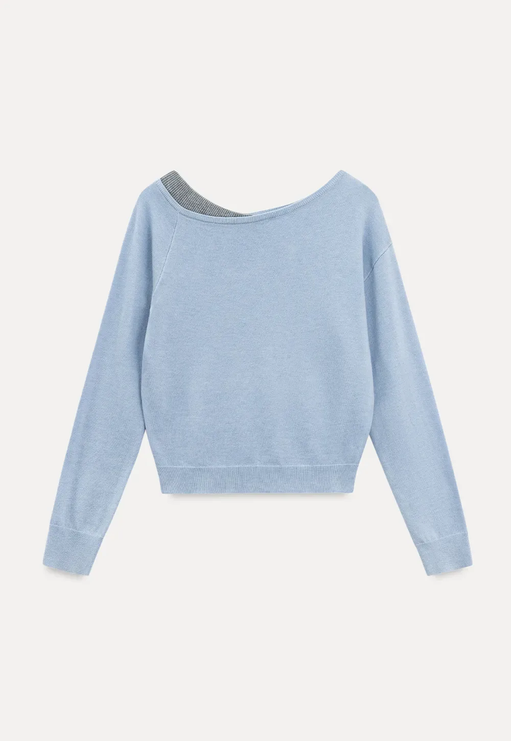 Off Shoulder Long Sleeve Woolen Knit Sweater