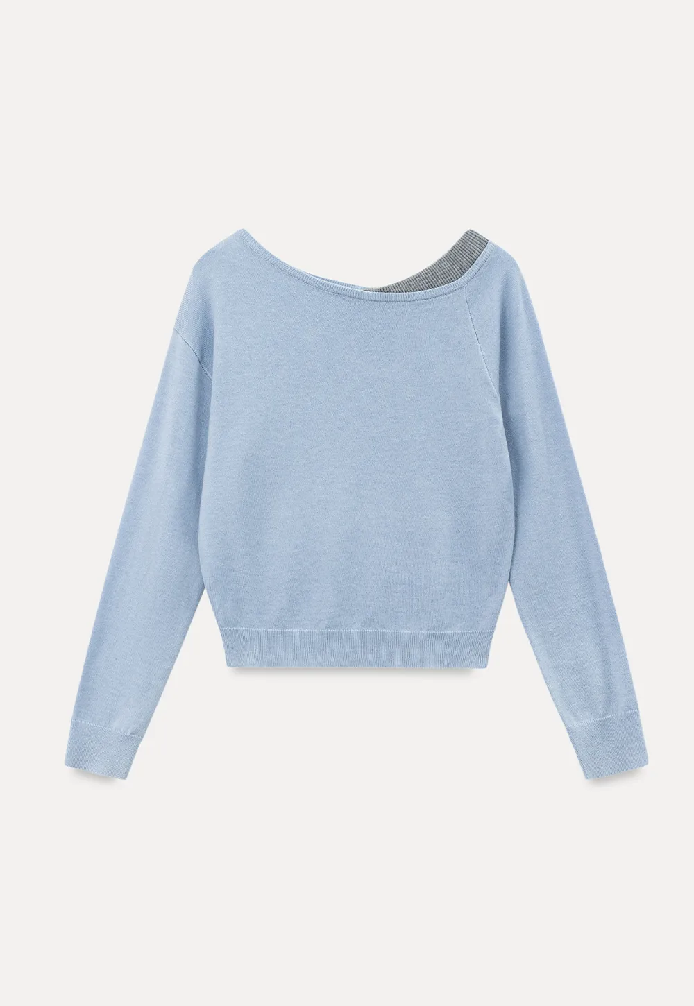 Off Shoulder Long Sleeve Woolen Knit Sweater