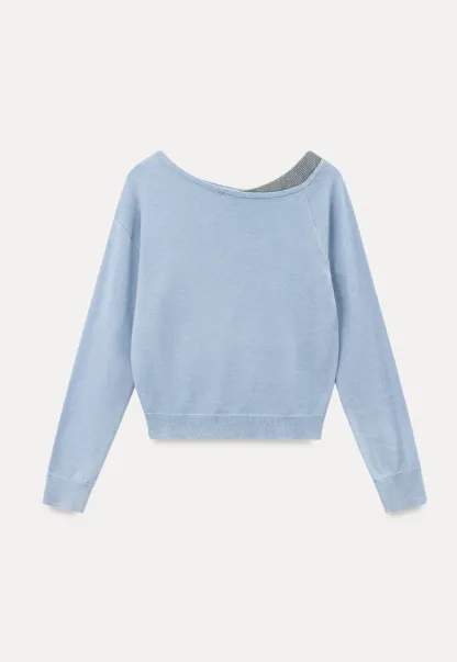 Off Shoulder Long Sleeve Woolen Knit Sweater
