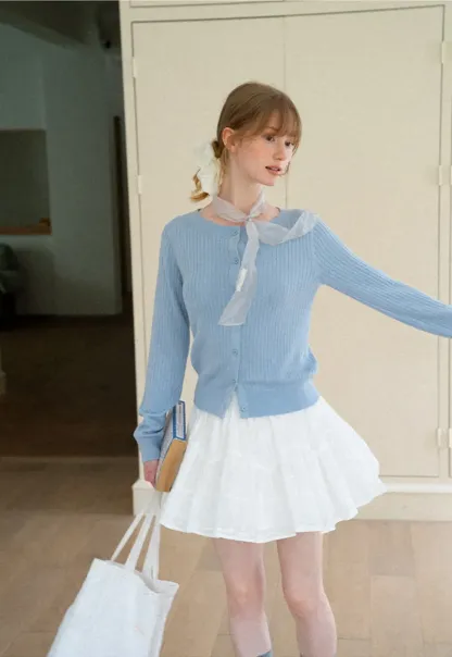 Ribbed Knit Cardigan with Button Front
