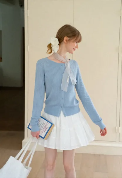 Ribbed Knit Cardigan with Button Front