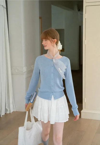 Ribbed Knit Cardigan with Button Front