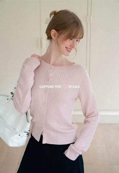 Ribbed Knit Cardigan with Button Front
