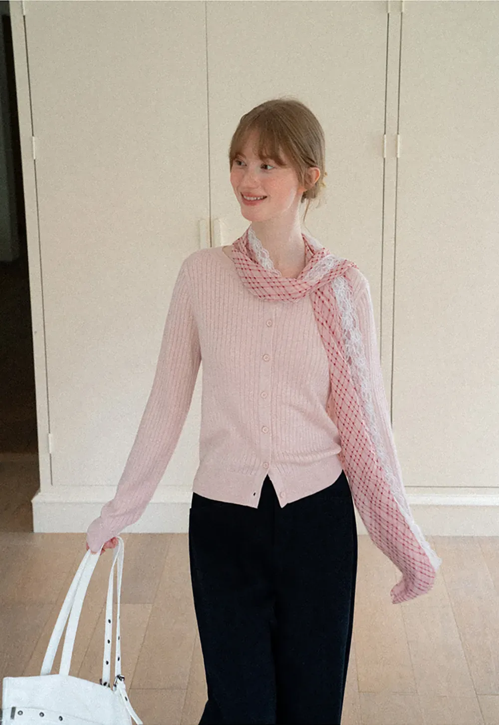 Ribbed Knit Cardigan with Button Front