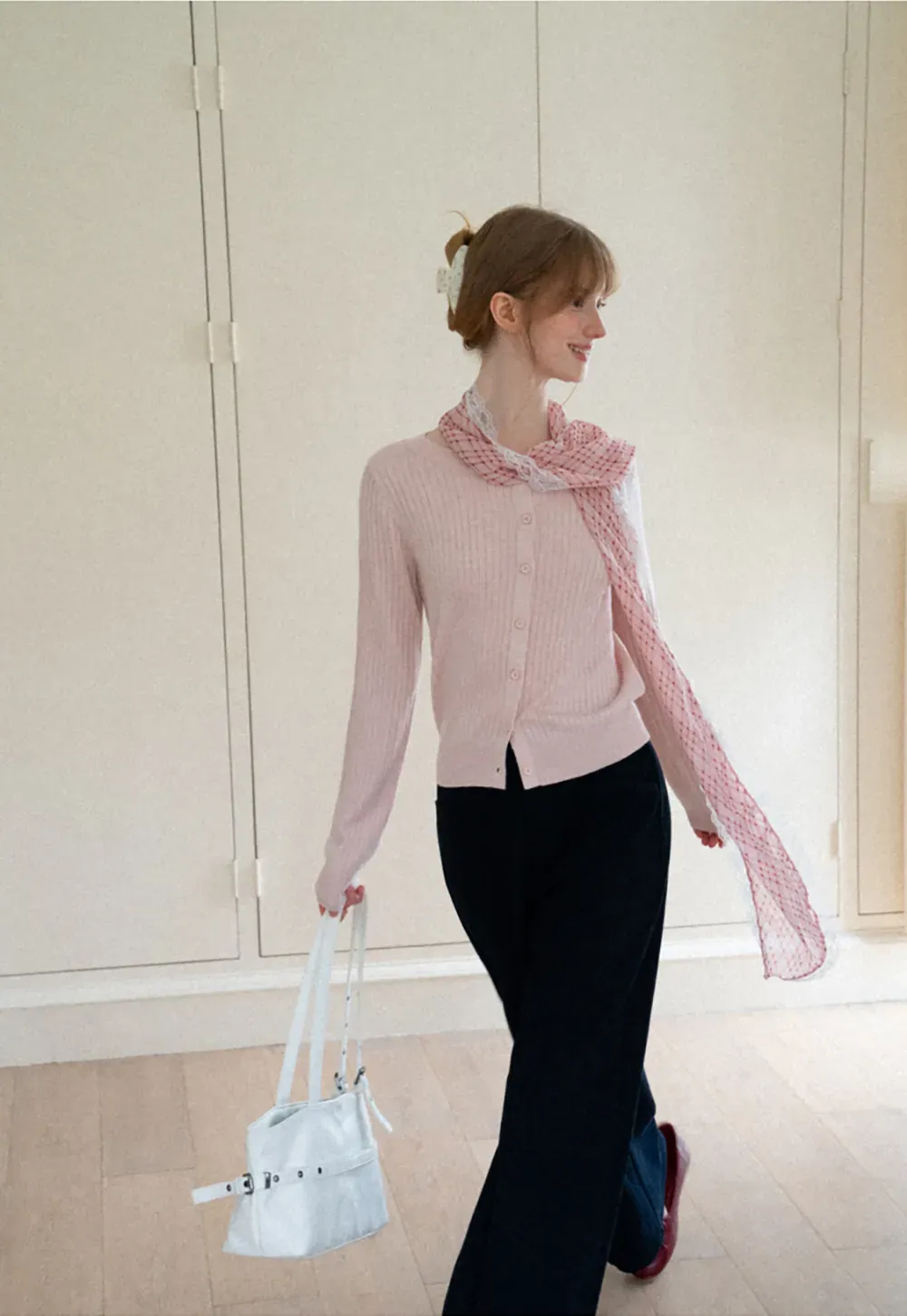 Ribbed Knit Cardigan with Button Front