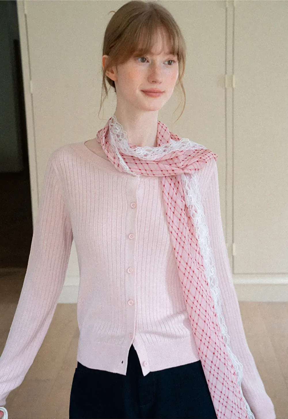 Ribbed Knit Cardigan with Button Front