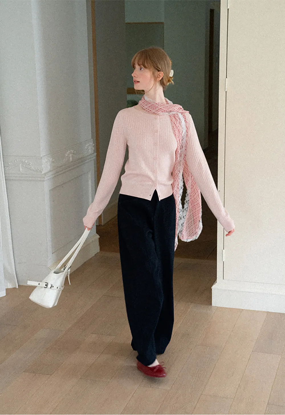 Ribbed Knit Cardigan with Button Front