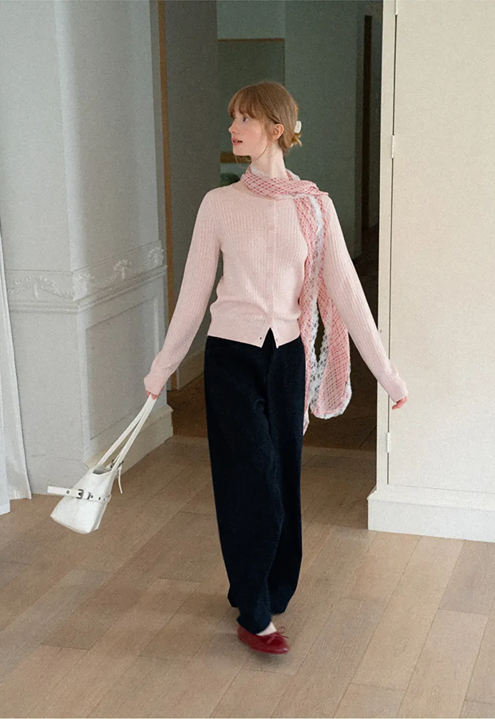 Ribbed Knit Cardigan with Button Front
