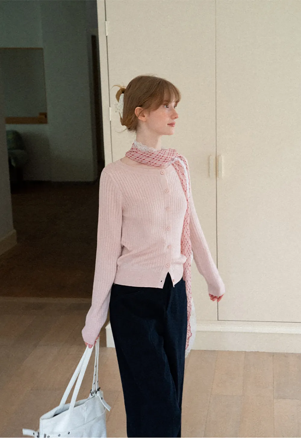 Ribbed Knit Cardigan with Button Front