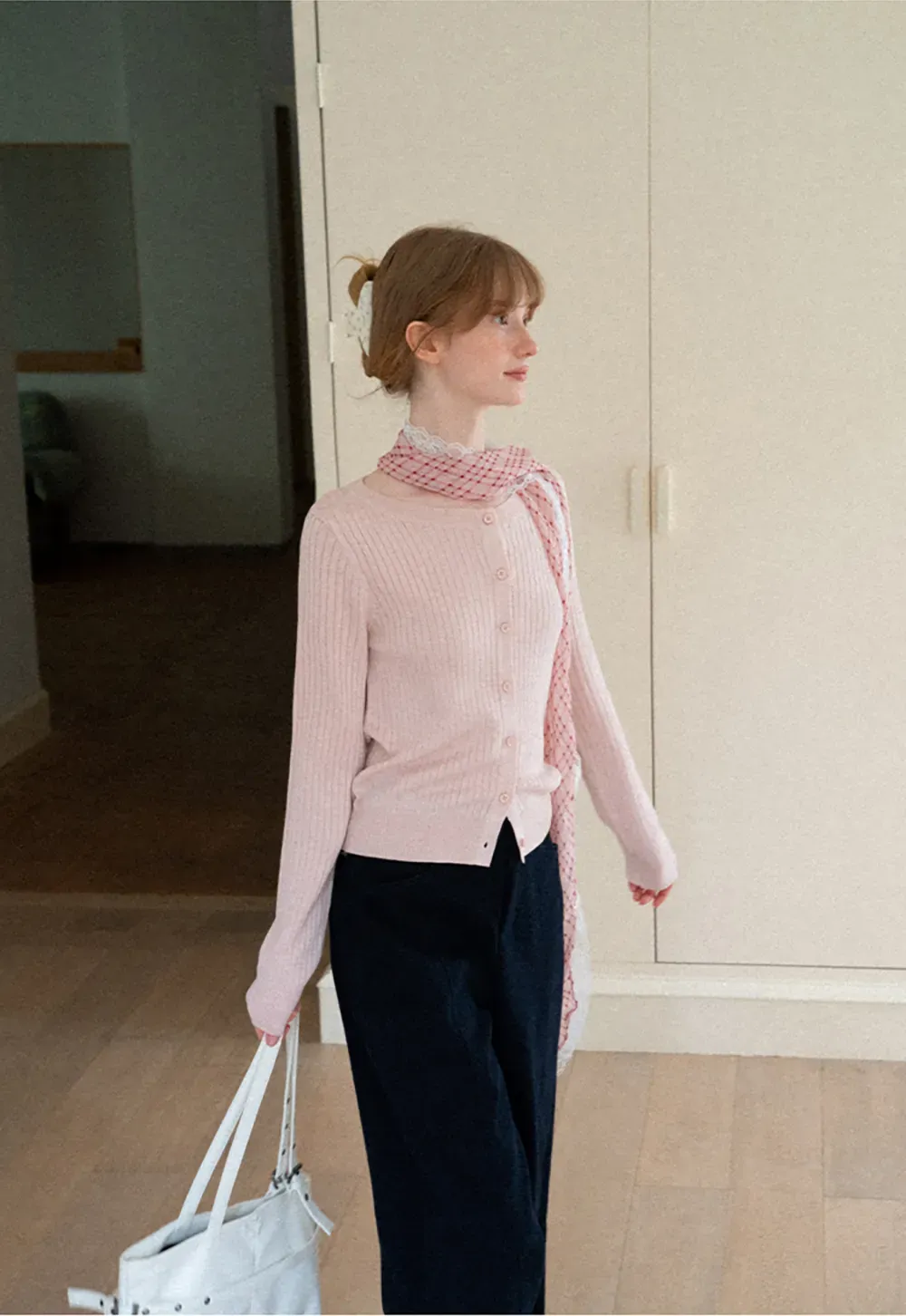 Ribbed Knit Cardigan with Button Front