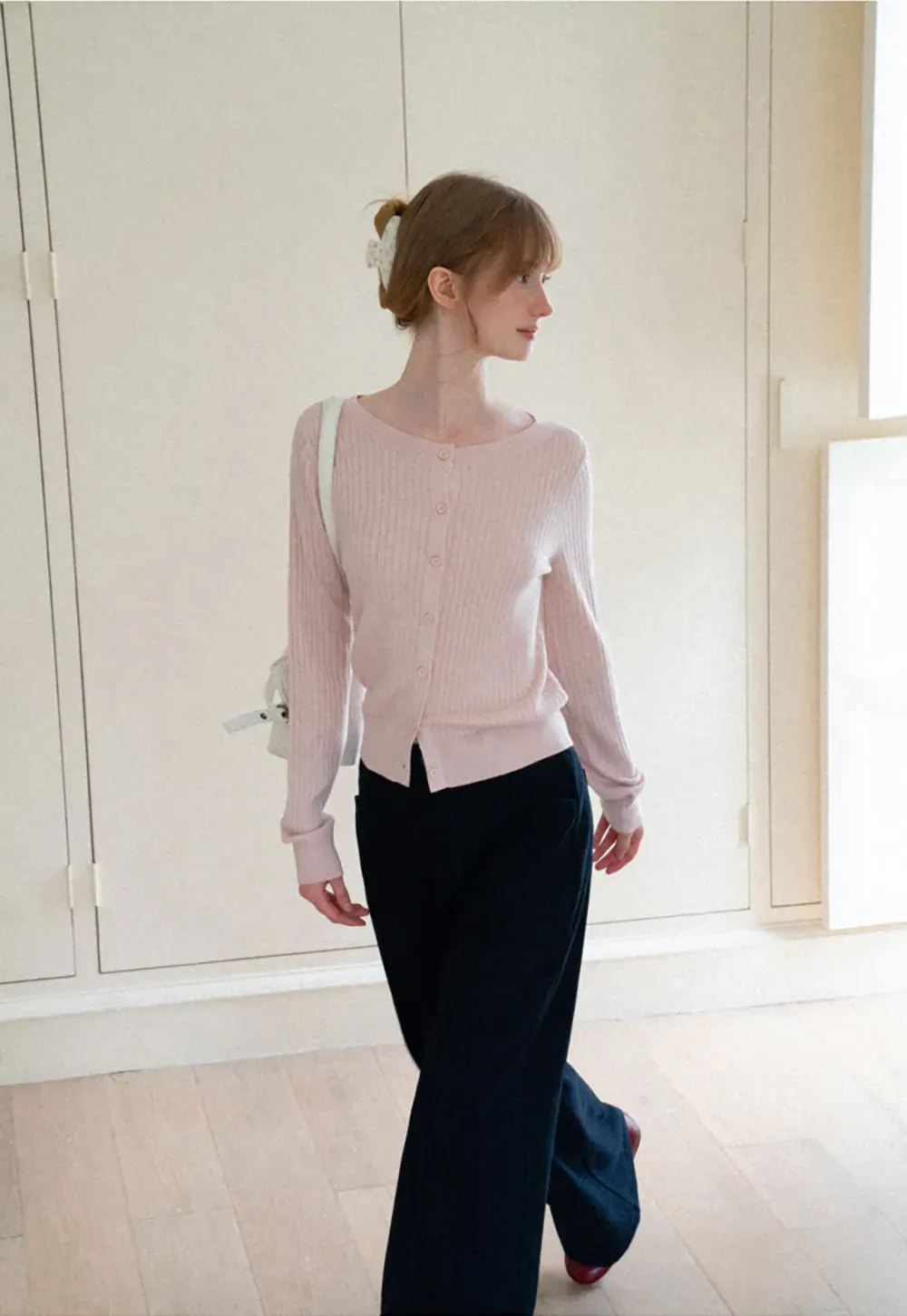 Ribbed Knit Cardigan with Button Front