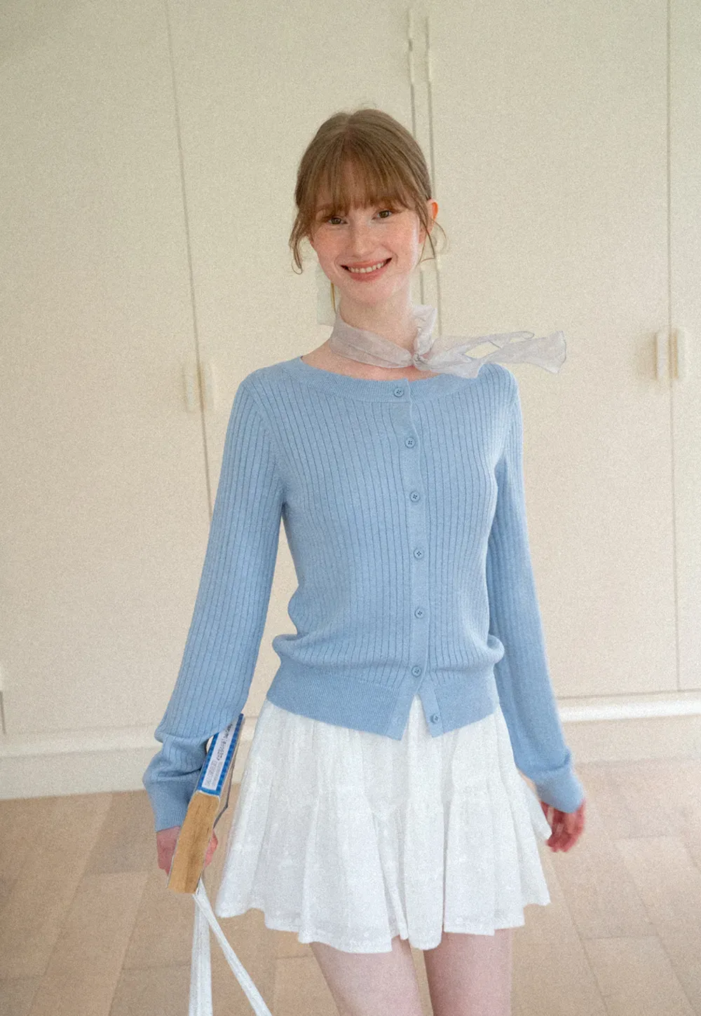 Ribbed Knit Cardigan with Button Front