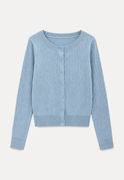 Ribbed Knit Cardigan with Button Front