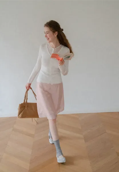 V Neck Long Sleeve Wool Knit Sweater