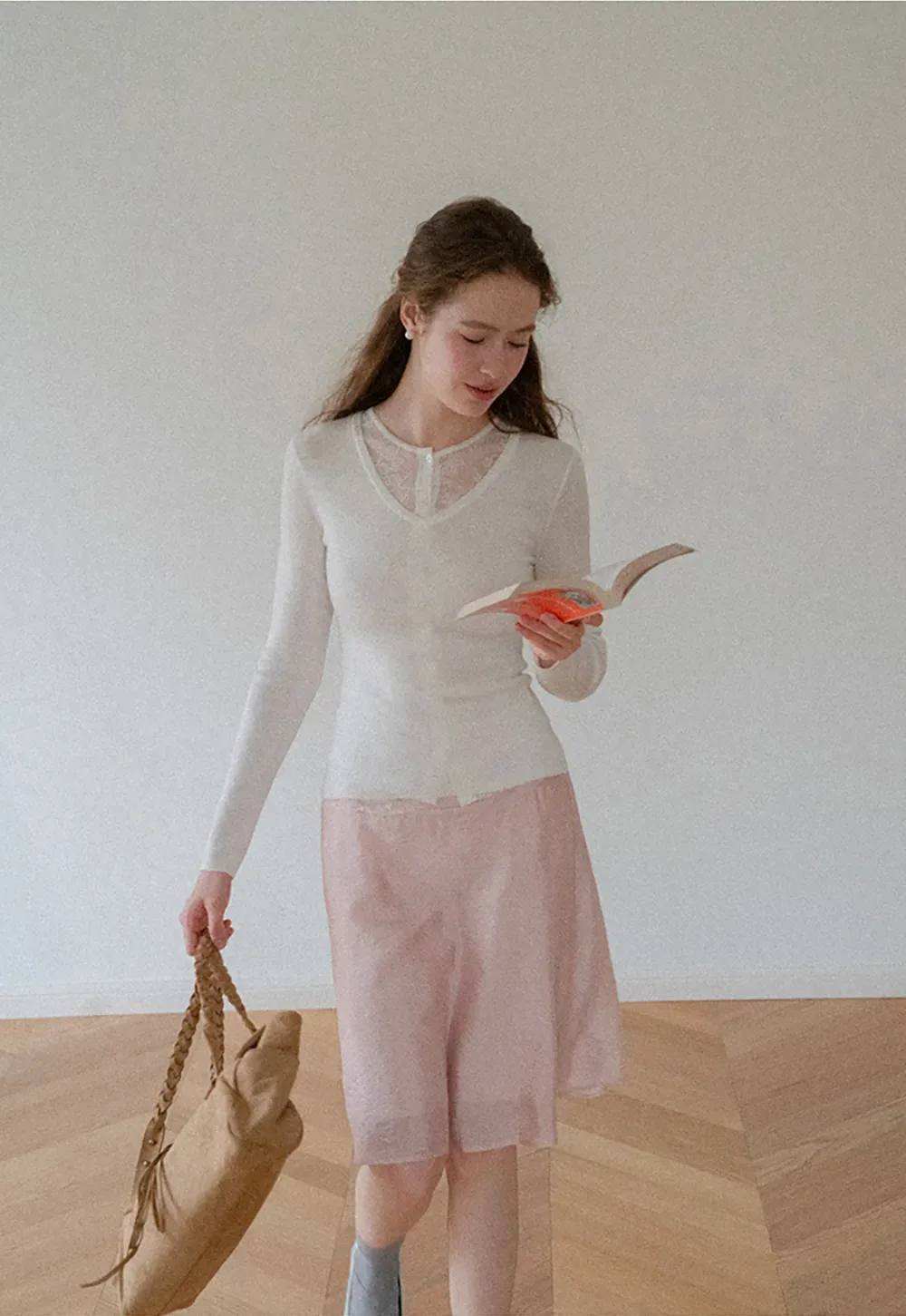 V Neck Long Sleeve Wool Knit Sweater