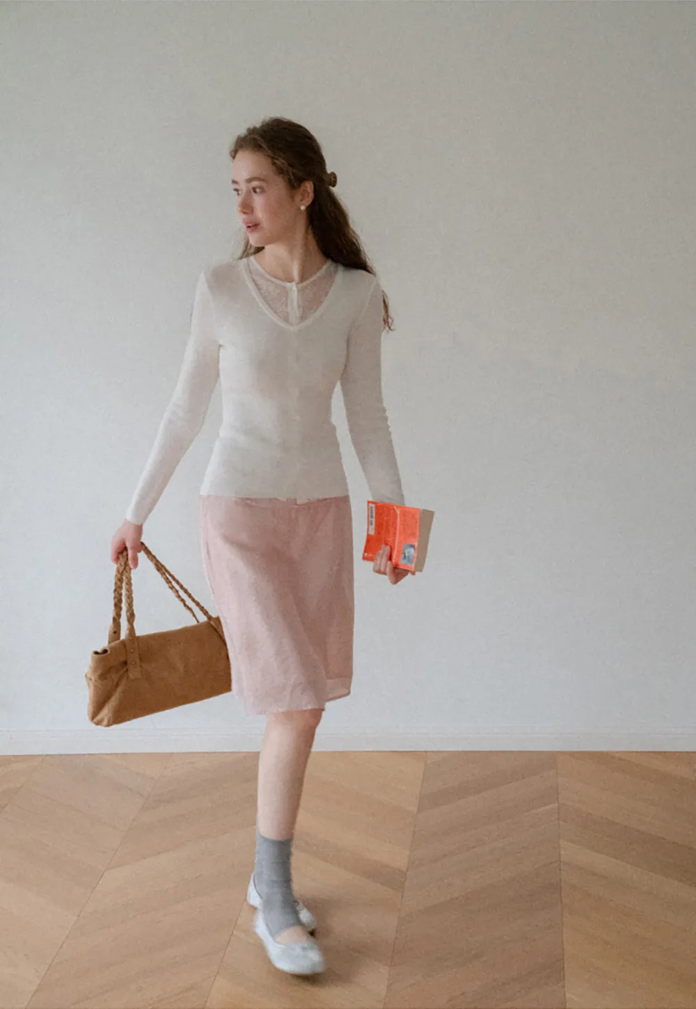 V Neck Long Sleeve Wool Knit Sweater