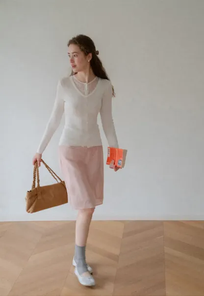 V Neck Long Sleeve Wool Knit Sweater