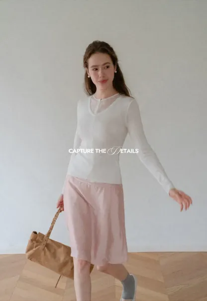 V Neck Long Sleeve Wool Knit Sweater
