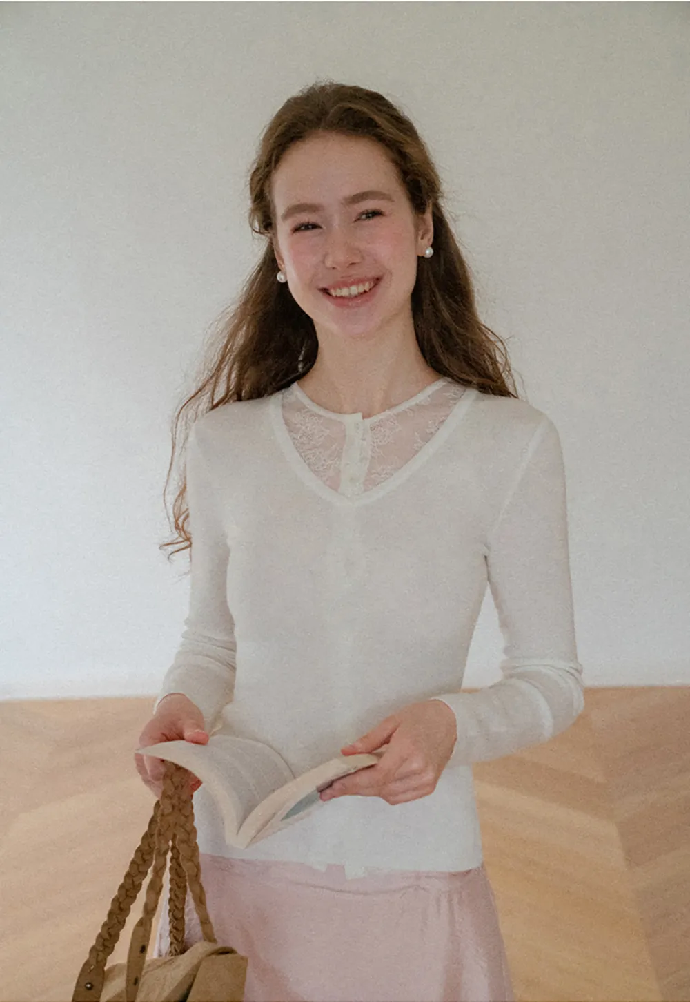 V Neck Long Sleeve Wool Knit Sweater