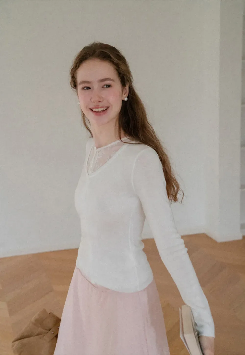 V Neck Long Sleeve Wool Knit Sweater
