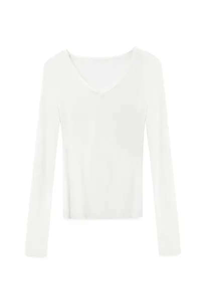 V Neck Long Sleeve Wool Knit Sweater