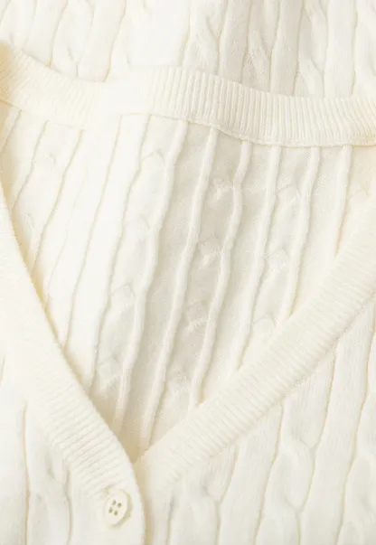 V Neck Lace Trim Ribbed Knit Sweater