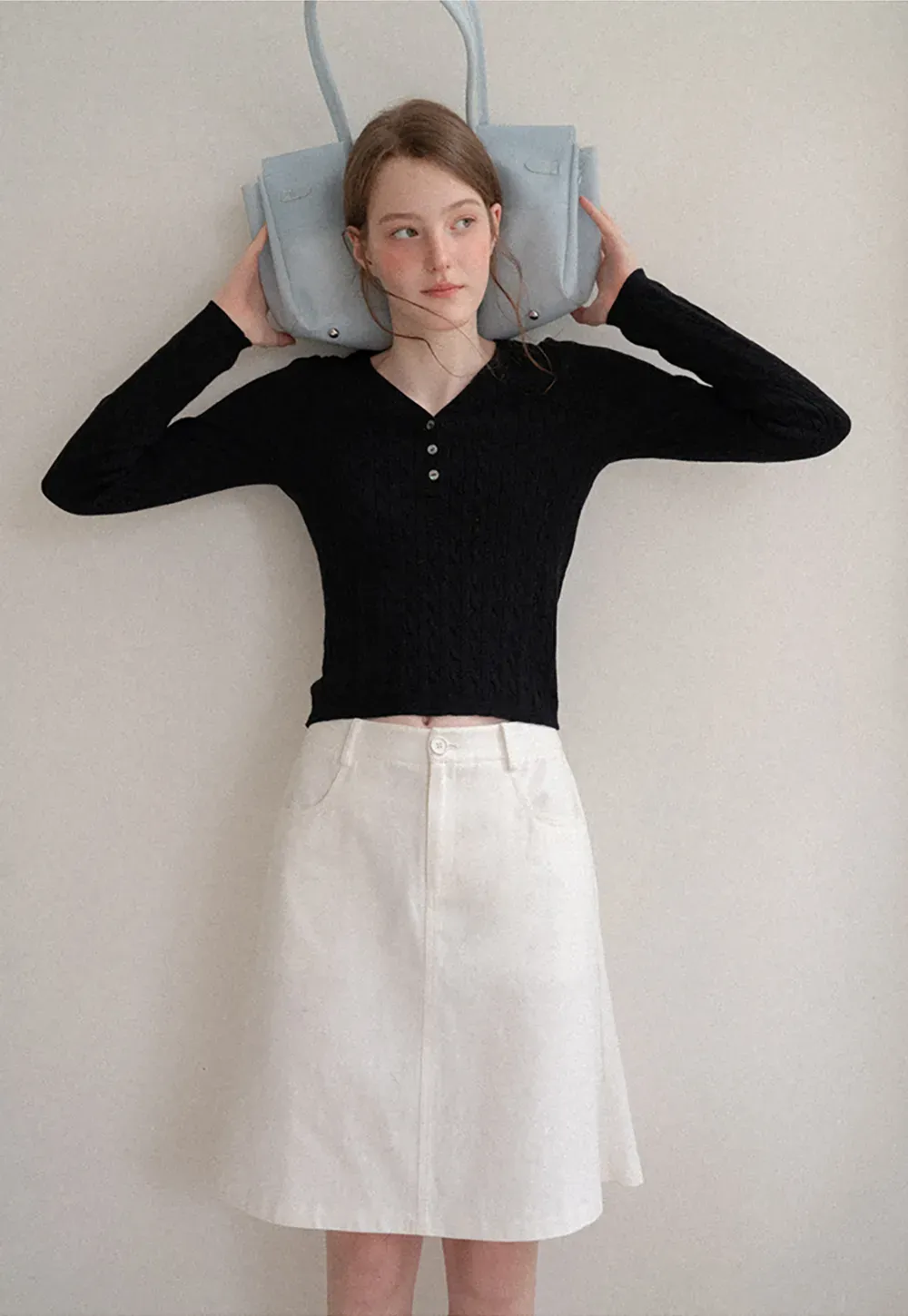 V Neck Lace Trim Ribbed Knit Sweater