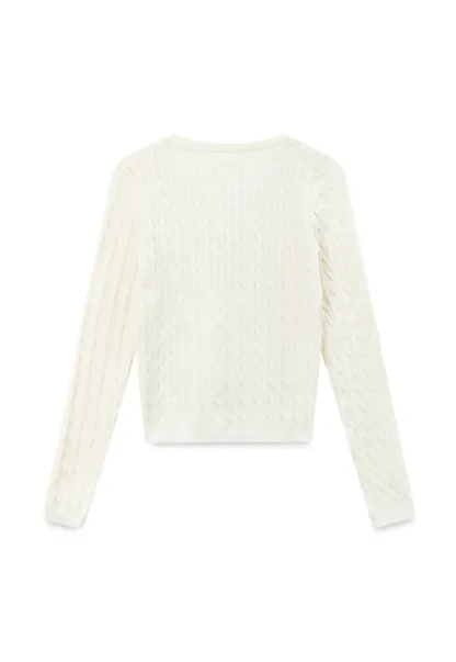V Neck Lace Trim Ribbed Knit Sweater