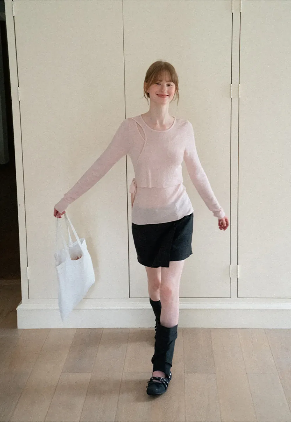 Asymmetrical Cutout Ribbed Knit Sweater