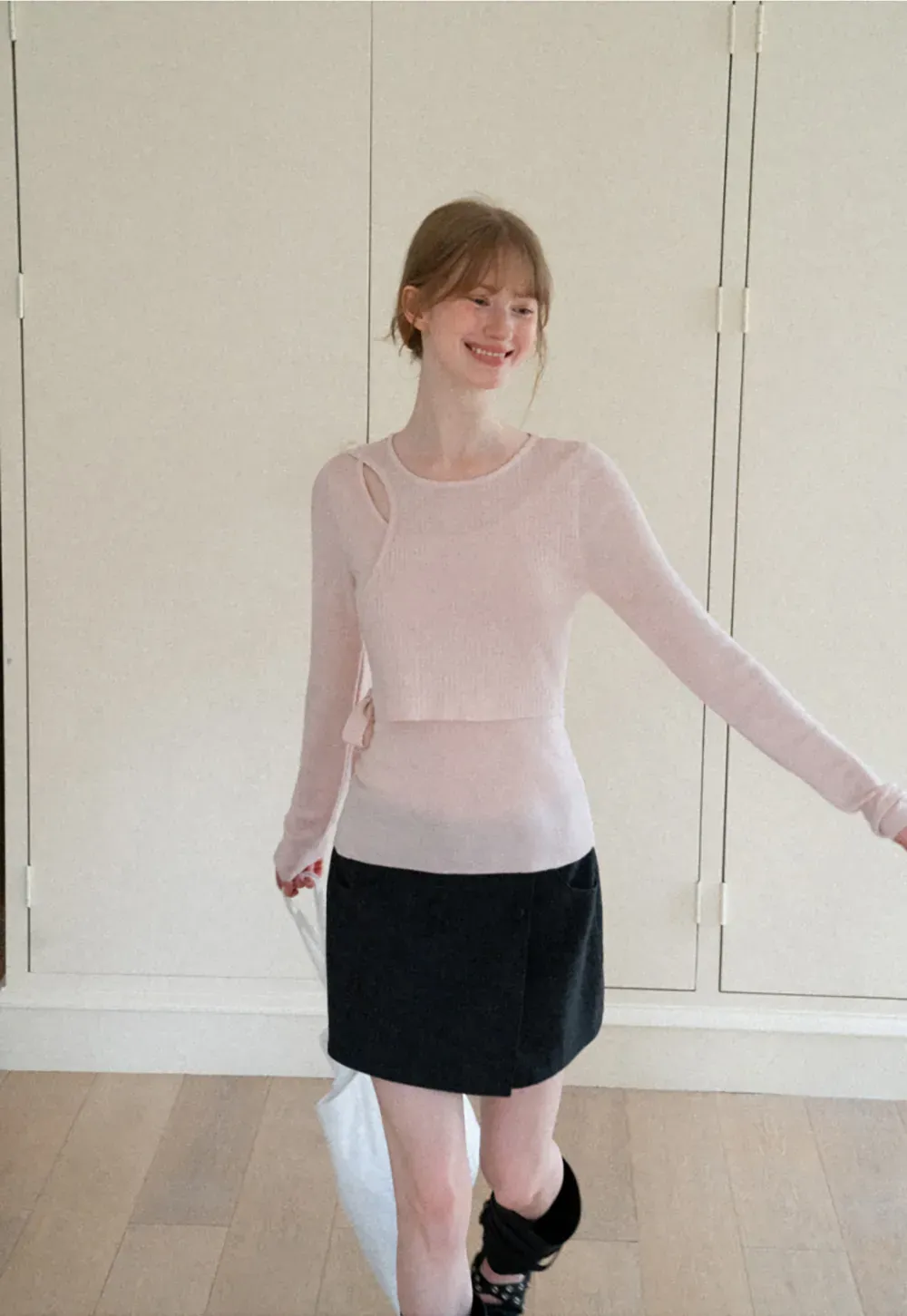 Asymmetrical Cutout Ribbed Knit Sweater