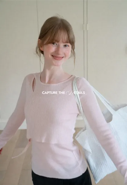 Asymmetrical Cutout Ribbed Knit Sweater