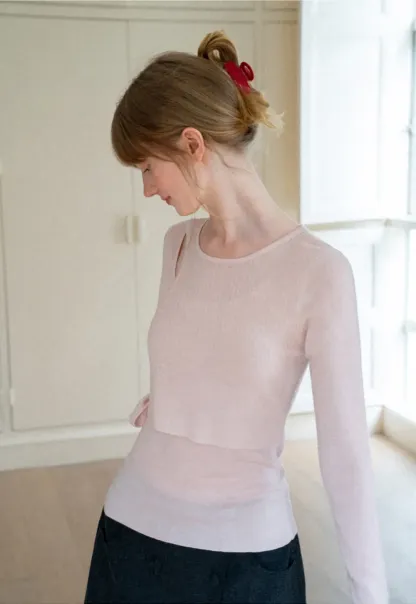 Asymmetrical Cutout Ribbed Knit Sweater