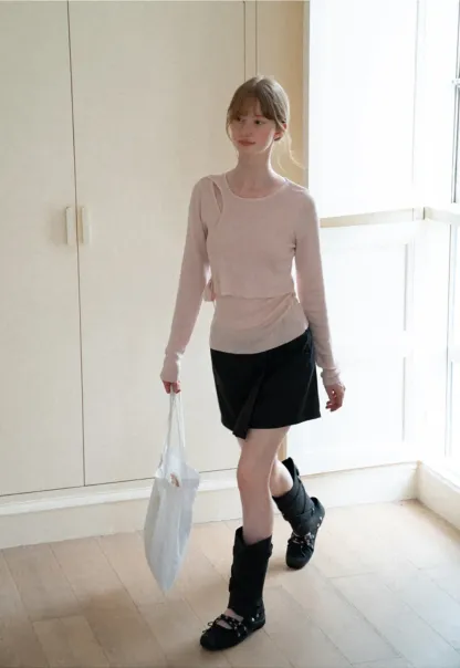 Asymmetrical Cutout Ribbed Knit Sweater