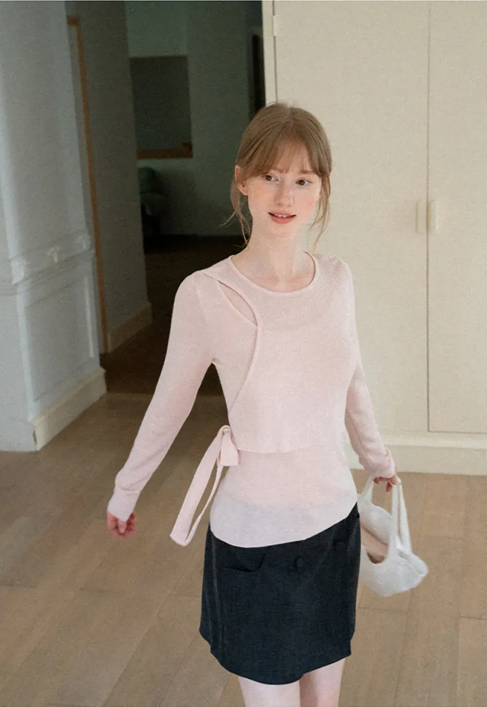 Asymmetrical Cutout Ribbed Knit Sweater