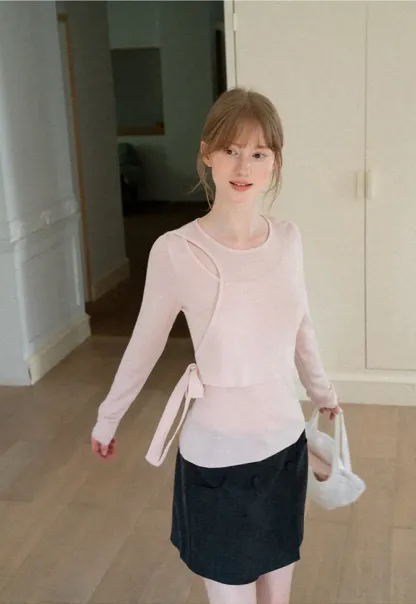 Asymmetrical Cutout Ribbed Knit Sweater