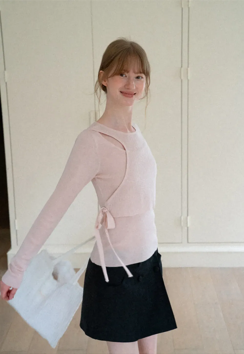 Asymmetrical Cutout Ribbed Knit Sweater