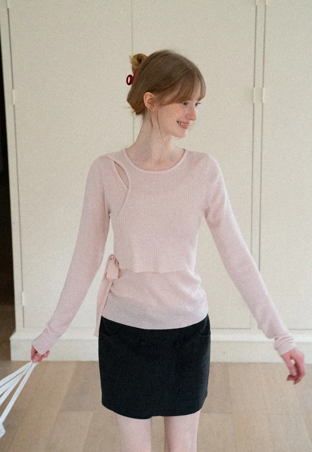 Asymmetrical Cutout Ribbed Knit Sweater