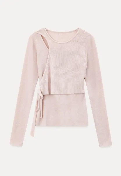 Asymmetrical Cutout Ribbed Knit Sweater