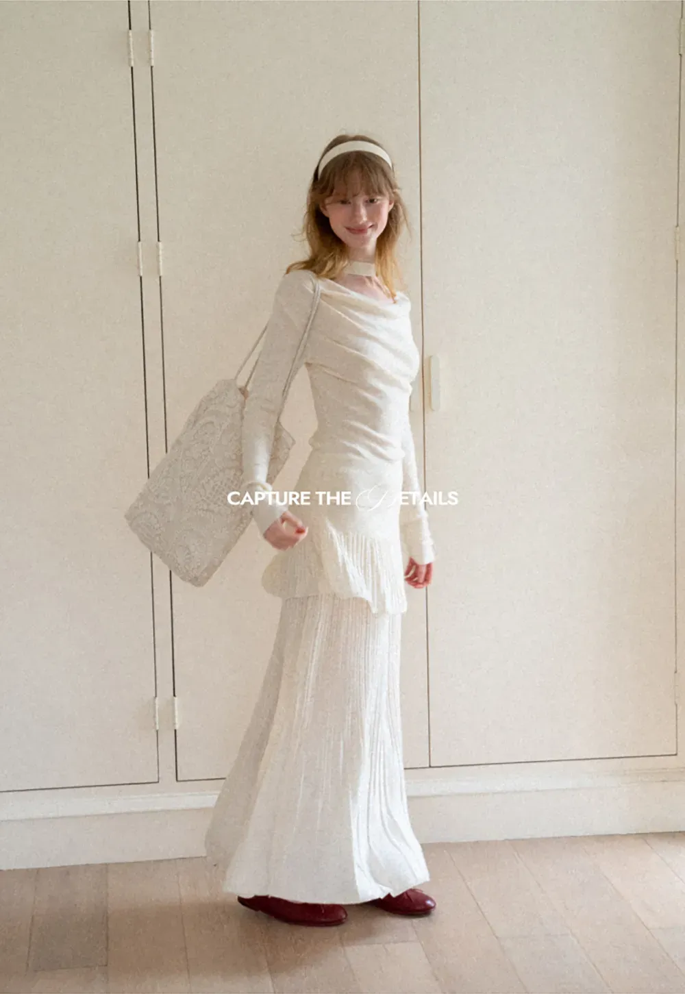 Tiered Pleated Knit Midi Skirt