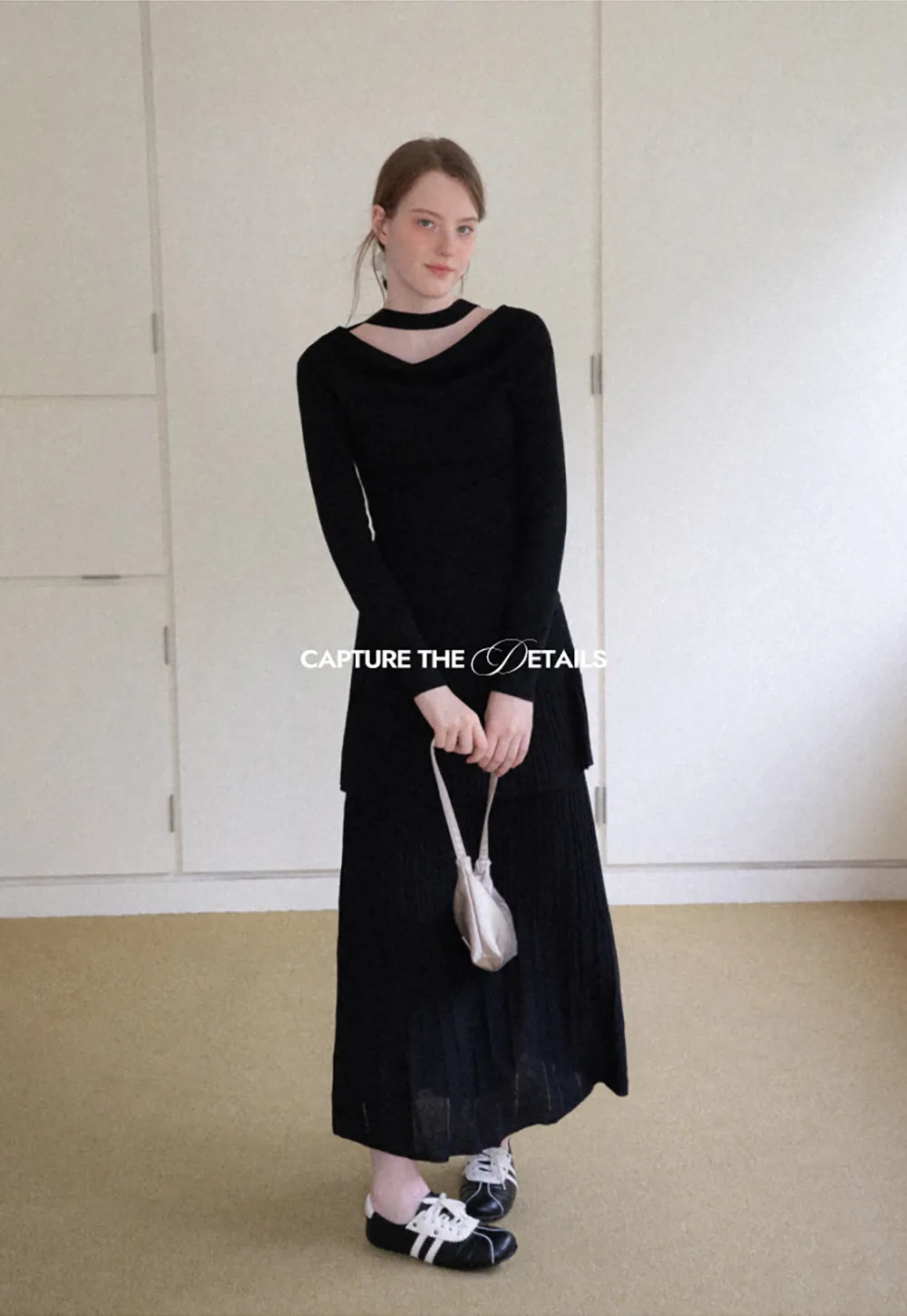 Tiered Pleated Knit Midi Skirt