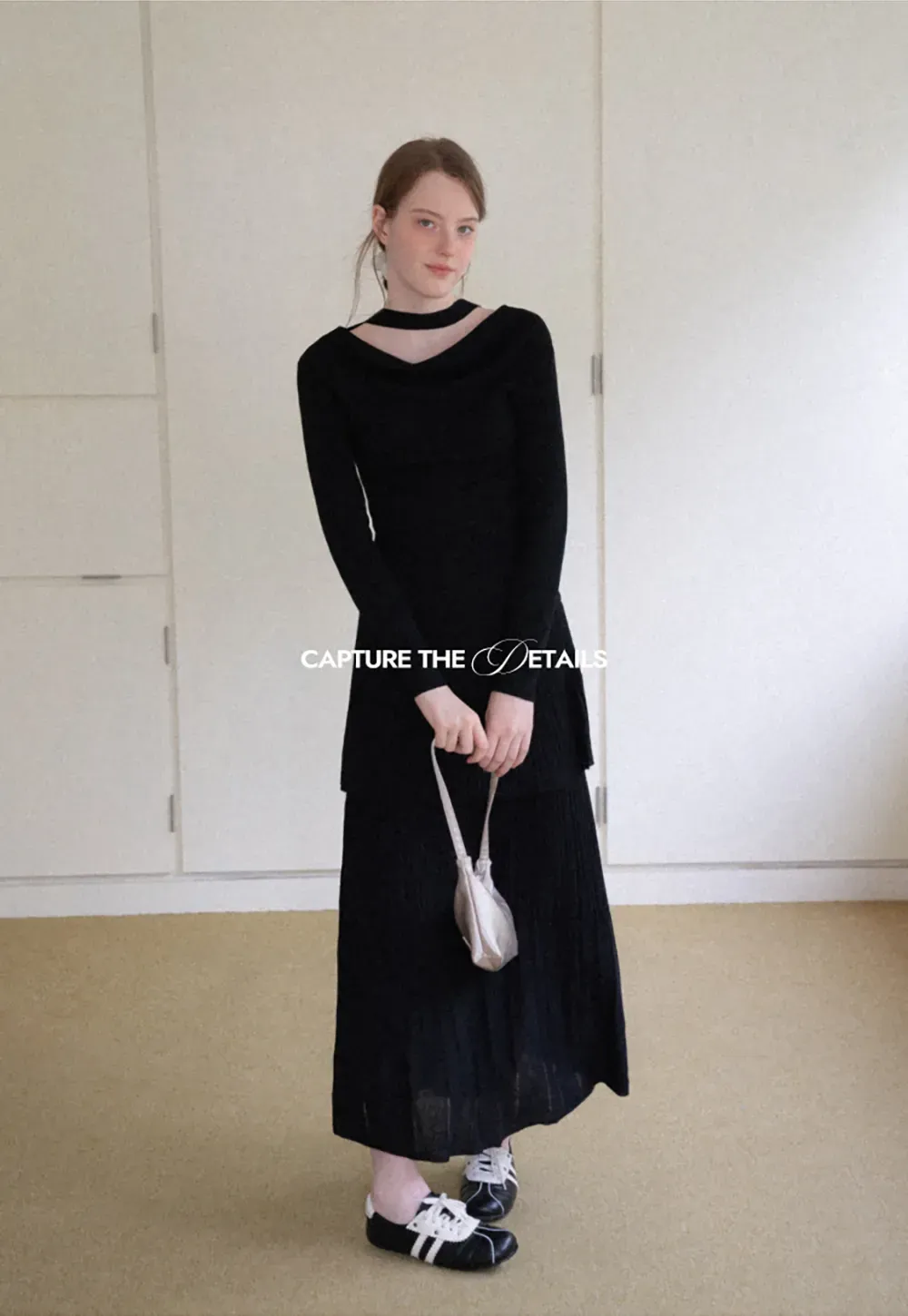 Tiered Pleated Knit Midi Skirt