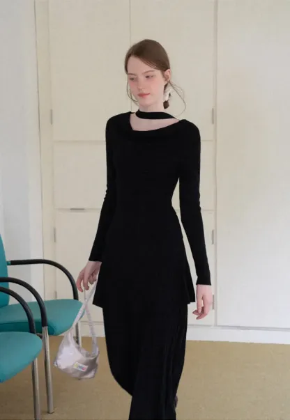 Tiered Pleated Knit Midi Skirt