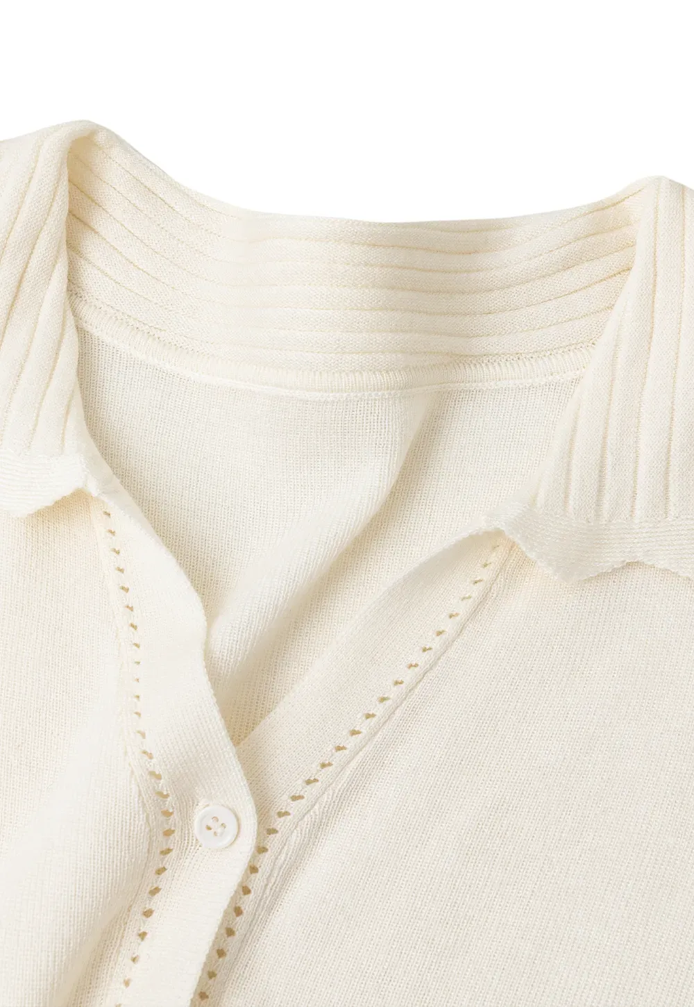 Ruffled Collar Button Front Knit Cardigan