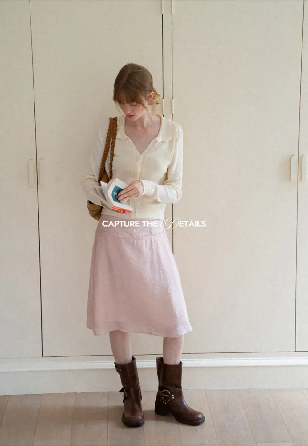 Ruffled Collar Button Front Knit Cardigan