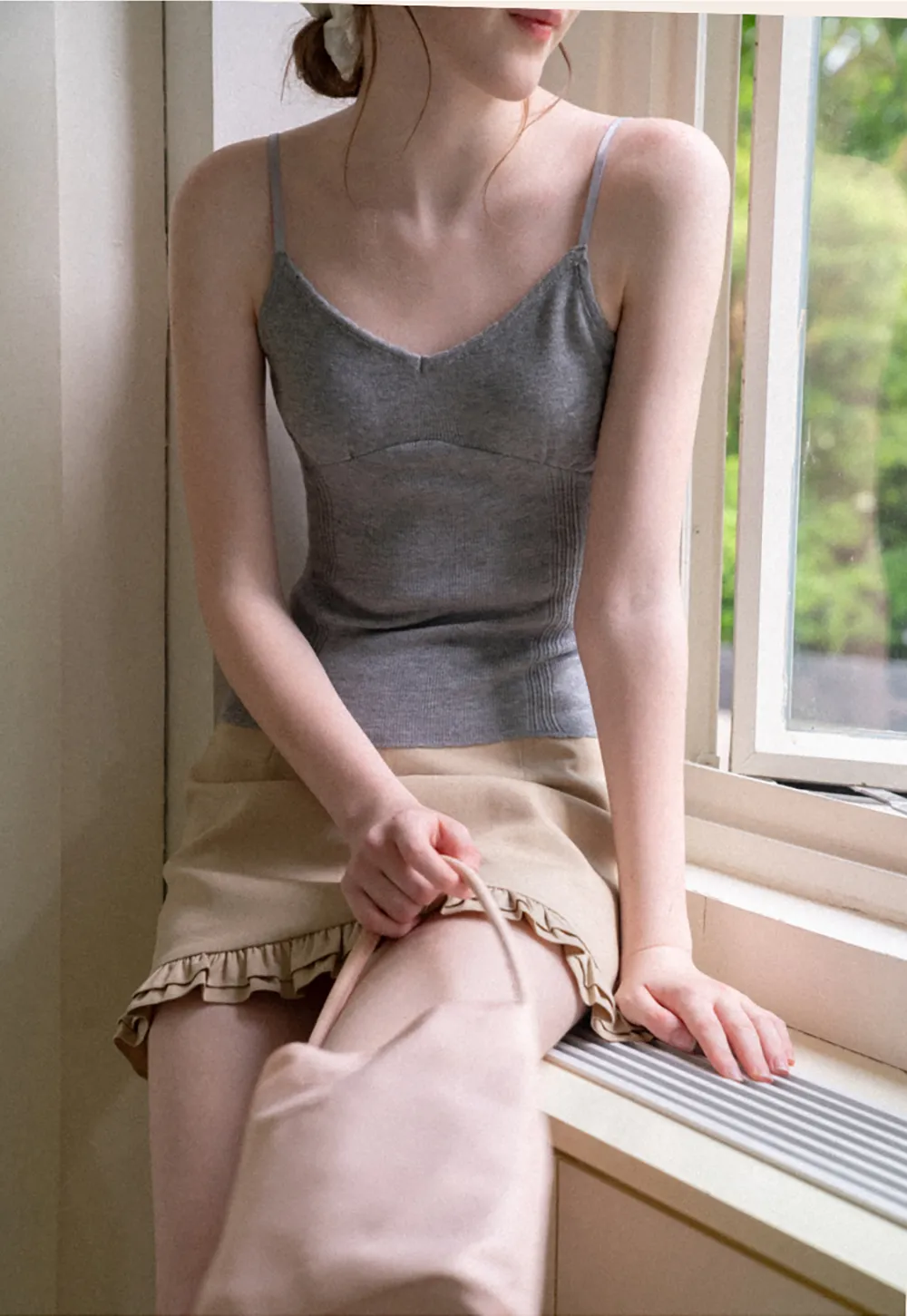Ruffled Collar Button Front Knit Cardigan