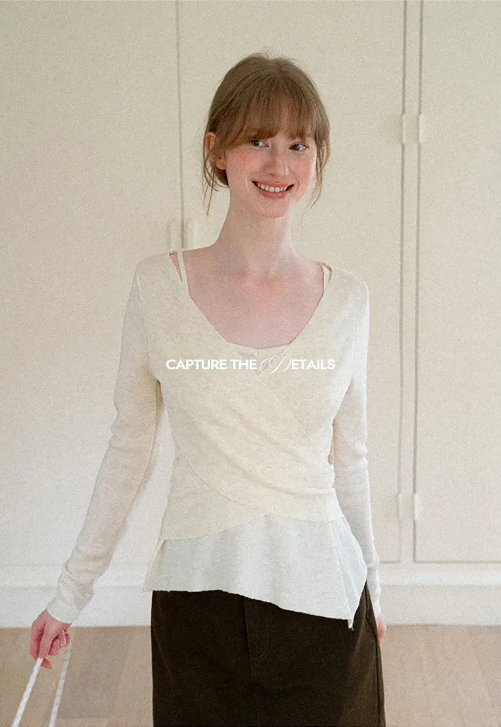Wrap Front V Neck Long Sleeve Knit Sweater