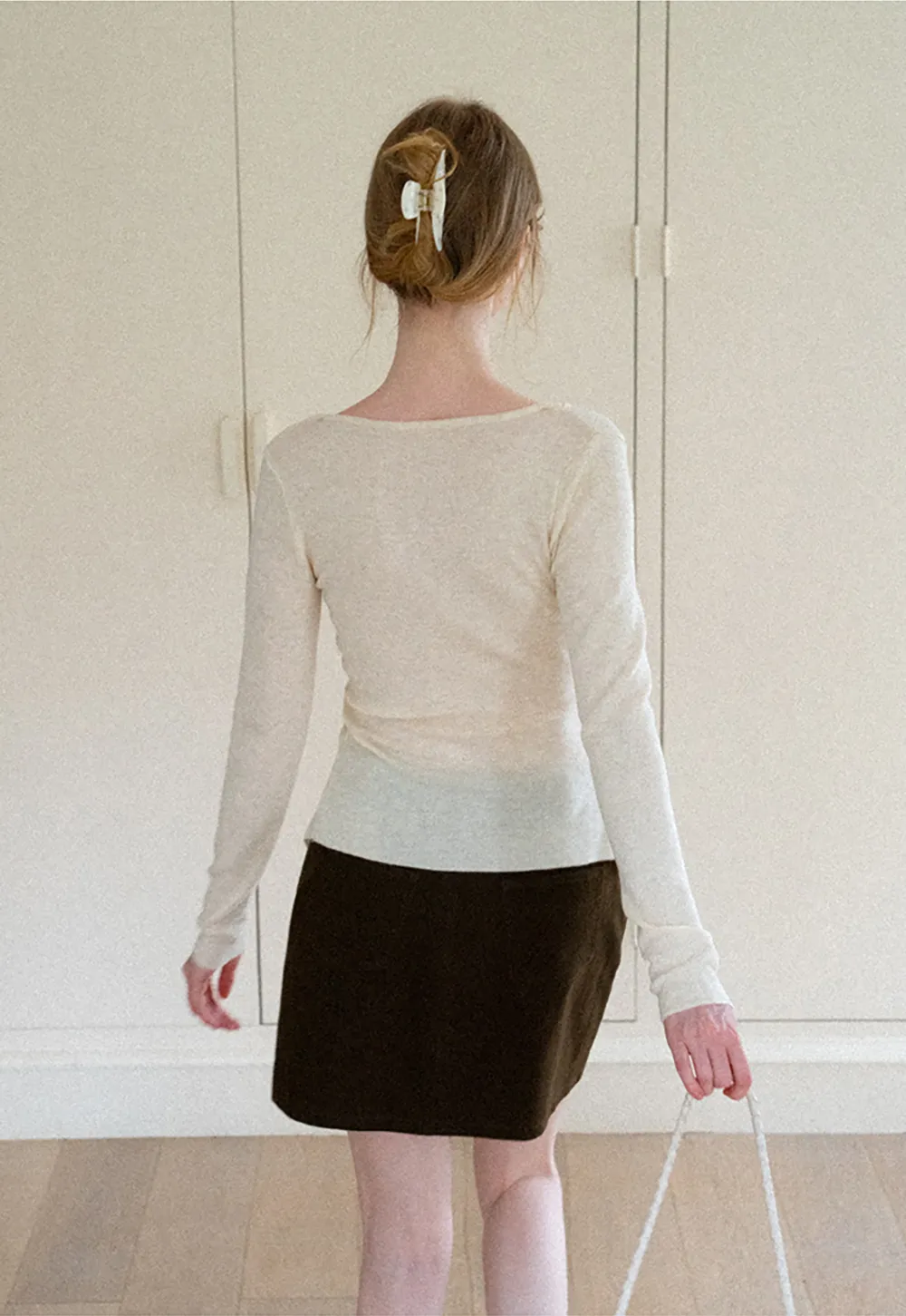 Wrap Front V Neck Long Sleeve Knit Sweater